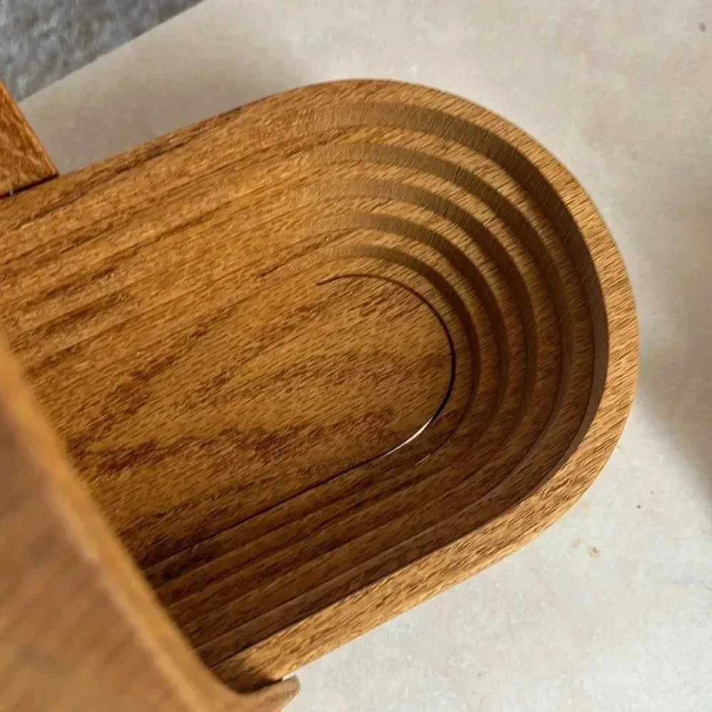 Vtg Wooden Collapsible Spiral Basket Folding Handle Handcrafted Unique EUC Piece - Picture 2 of 4